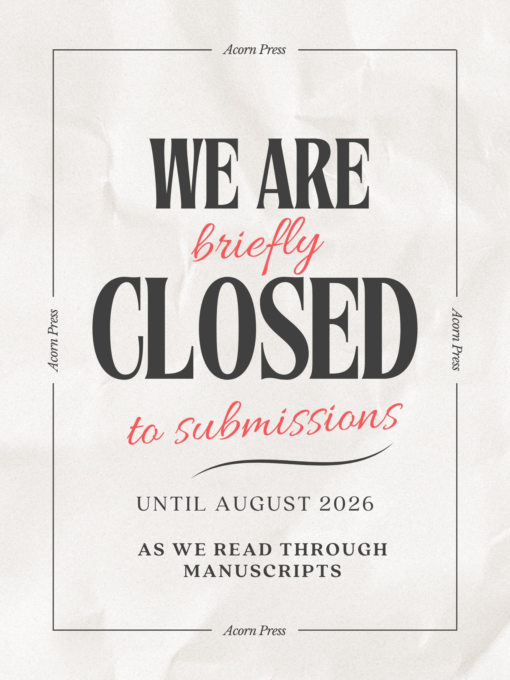 Submissions closed till August 2026